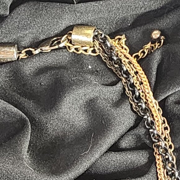 Chico's Vtg Mesh Caged Crystal Gold Metal Beads w/Rhinestone Bling 34" Necklace - Picture 16 of 16